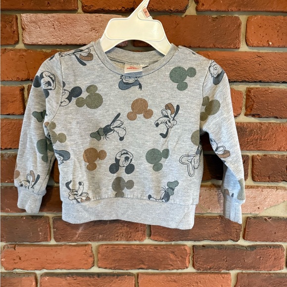 Disney Kids Sweatshirt with Mickey Mouse Print - Gray and Green - Picture 1 of 4
